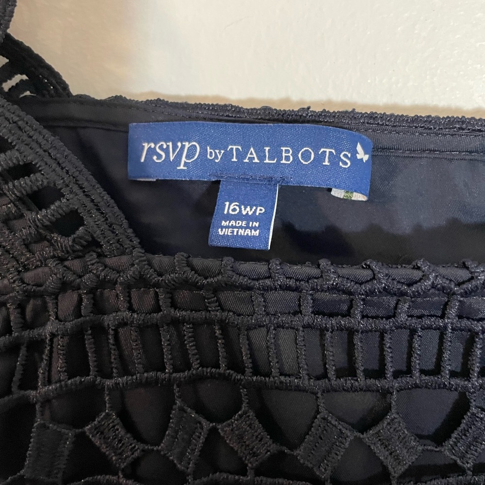 RSVP By Talbots Medallion Lace A-Line Navy Blue Dress Sz 16WP Wedding Formal EUC - Picture 3 of 10